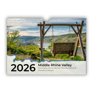 Wandkalender Middle Rhine Valley - englische Ausgabe - Mittelrheintal-Bildkalender 2026 - A4 quer spiralgebunden