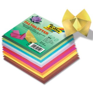 FOLIA 8920 - Faltblatt, 100 Stück, 20 x 20 cm, 10 Farben sortiert für Origami