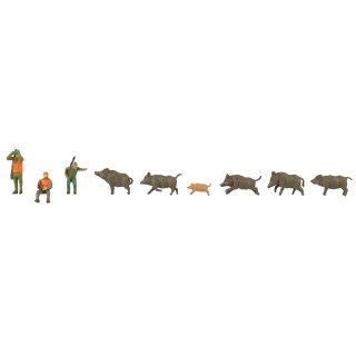 Faller H0 151701 - Jäger und Wildschweine, 9 Figuren