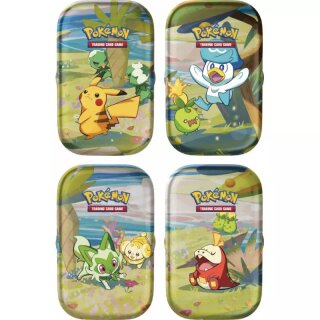 Pokemon 1x Mini Tin Box - Karmesin & Purpur: Paldea Freunde - deutsch - zufällige Auswahl X