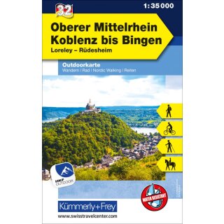 Kümmerly+Frey Outdoorkarte Deutschland 32 Oberer Mittelrhein, Koblenz bis Bingen 1:35.000.