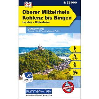 Oberer Mittelrhein Koblenz bis Bingen Nr. 32 Outdoorkarte Deutschland 1:35 000.