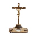 Holzkreuz mit Christuskörper, 2 Kerzenhaltern und...