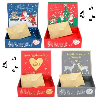 Weihnachts-Soundboxen Musik-Box mit Geldbrief - Klappbox mit Weihnachtsliedern