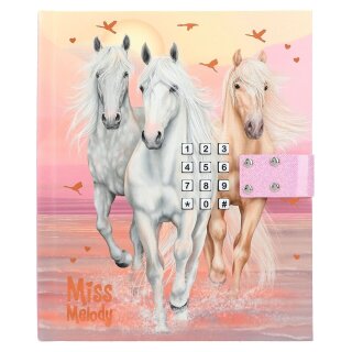 Miss Melody Pferde Tagebuch mit Code und Sound, SUNDOWN Poesiealbum für Mädchen