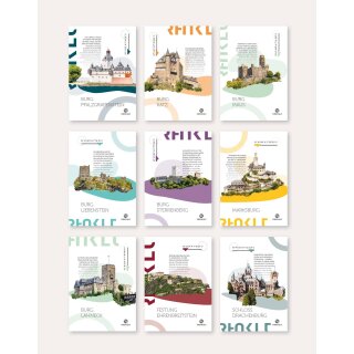 Rheinkult - Postkarten-Set: Burgen und Schlösser am Mittelrhein rechtsrheinisch