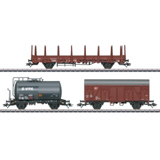 Märklin H0 29469-W 3er Güterwagen-Set: Rungenwagen, Kesselwagen VTG, Güterwagen