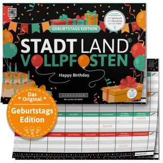 DENKRIESEN - Stadt Land Vollpfosten - Geburtstags Edition - Happy Birthday - A4