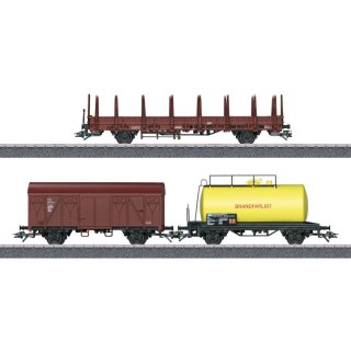 Märklin H0 29468-W 3er Güterwagen-Set: Rungenwagen, Kesselwagen und Güterwagen