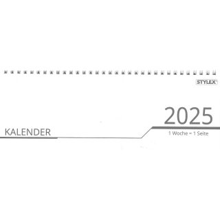 Querkalender 2025 für Schreibtisch, 32 Blatt (2 Wochen = 1 Doppelseite), 28,6 x 10,5cm