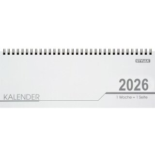Querkalender 2026 für Schreibtisch, 32 Blatt (2 Wochen = 1 Doppelseite), 28,6 x 10,5cm