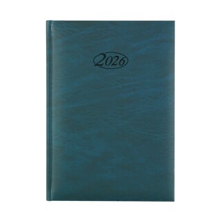 Buchkalender 2026 A5 1 Tag = 1 Seite blau