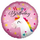 Amscan Folienballon Satin Einhorn Happy Birthday 45 cm...