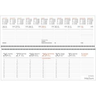 Querkalender 2025 für Schreibtisch (1 Woche = 1 Doppelseite), 29,7 x 10 cm