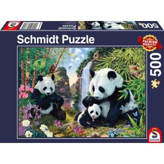 Schmidt Puzzle Puzzle Pandafamilie am Wasserfall 500 Teile