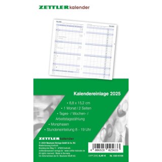 Zettler Kalender Ersatzeinlagen 2025 1 Monat = 2 Seiten 8,8 x 15,2cm