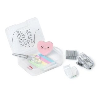 Legami Mini-Schreibwarenset Schere Textmarker Post-it-Streifen Klebeband Tacker
