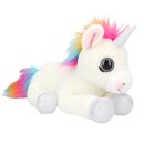 Ylvi Plüsch Einhorn liegend 30 cm - regenbogenbuntes Kuscheltier mit Glitzer