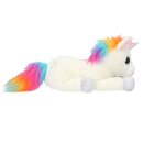 Ylvi Plüsch Einhorn liegend 30 cm - regenbogenbuntes Kuscheltier mit Glitzer