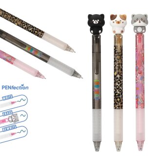 PENfection 1x Gelstift mit Katzen-Topper - mit niedlichen Tierkappen