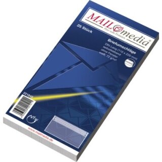 MAILMEDIA 25 Briefhüllen DIN Lang weiß 110x220mm selbstklebend