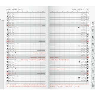 Brunnen Taschenkalender 2026 9x15 cm 2 Seiten/1 Monat Einlage