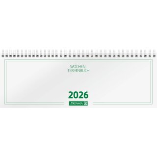 Brunnen Querterminbuch 2026 29,7x10,5 cm 2 Seiten/1 Woche weiß