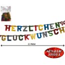 Girlande "Herzlichen Glückwunsch", 230 cm,...