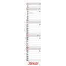 Streifenkalender 2026 Langplaner, rot  - 490 x 110 mm - 1...