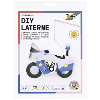 Folia Laternen Bastelset Polizeimotorrad + 2 LED-Lichter