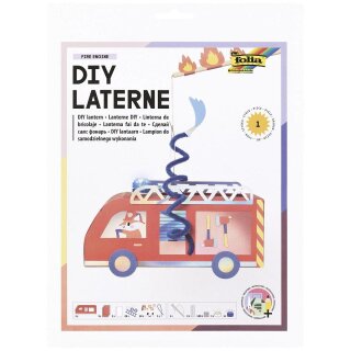 Folia Laternen Bastelset Feuerwehr + 2 LED-Lichter
