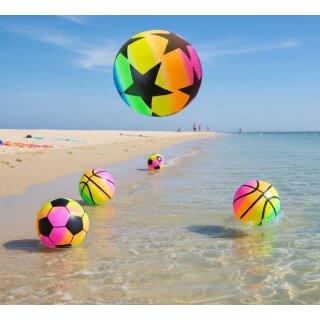 1x Wasserball/Strandball Rainbow 23cm im Netz farblich sortiert - zufällige Auswahl
