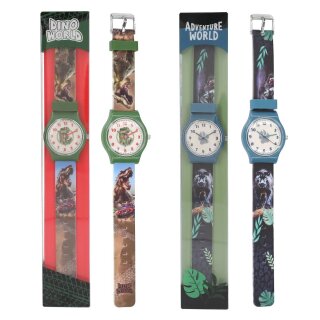 Dino World 1x Dinosaurier Silikon-Armbanduhr - zufällige Auswahl