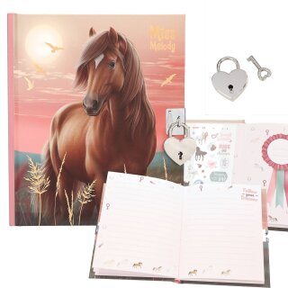 Miss Melody Pferde Tagebuch mit Stickern Herzschloss
