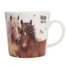 Miss Melody Pferde Becher in Geschenkbox mit Goldveredelung Herzen