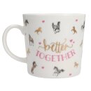 Miss Melody Pferde Becher in Geschenkbox mit Goldveredelung Herzen