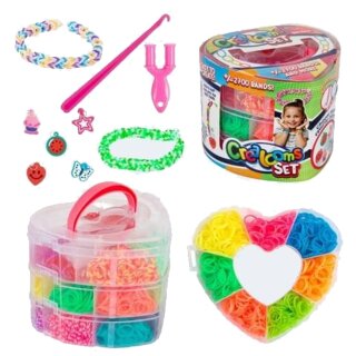 Loomband-Set 2700 Teile + Zubehör/Charms Herzbox