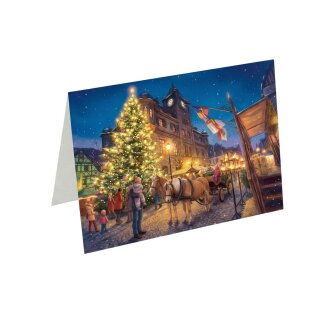 Doppelkarte mit Umschlag: Weihnachtsmarkt rund um den Marktplatz in Oberwesel am Rhein