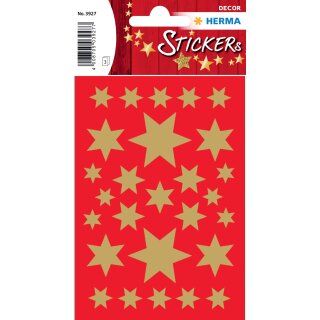 HERMA - Weihnachtliches Schmucketikett - Sterne in verschiedenen Größen gold