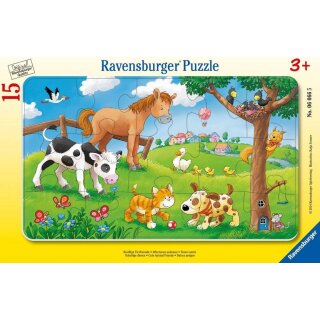 Ravensburger Knuffige Tierfreunde Rahmenpuzzle für Kinder ab 3 Jahren, mit 15 Teilen