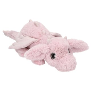 SNUKIS Plüschdrache rosa Stofftier - Kuscheltier mit Glitzerrand Augen