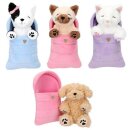 TOPModel 1x Plüsch Hunde und Katzen im Schlafsack -...
