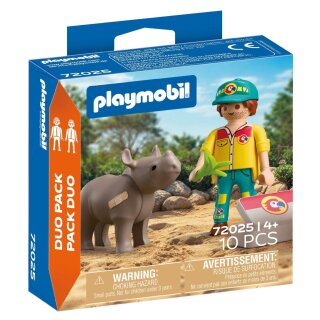 Playmobil 72025 - DuoPack Tierpfleger mit Nashorn