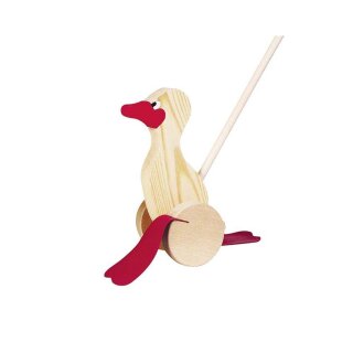 Goki Schiebetier Ente Holz natur/rot