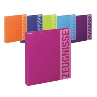 Pagna 1x Zeugnismappe A4 4-Ring inkl. 20 Hüllen – Zeugnisordner für Schule (Farbe zufällig)