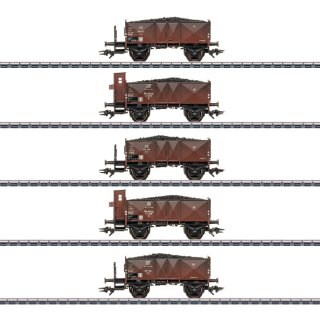 Märklin H0 46047 - 5er Kohlewagen-Set DB - beladen mit echter Kohle