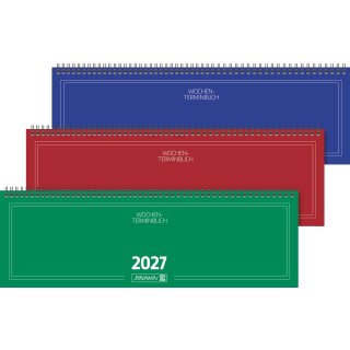 Brunnen 1x Querterminbuch 2027 Mod. 775 | 42×13,7 cm, Karton, 2 Seiten = 1 Woche - zufällige Auswahl