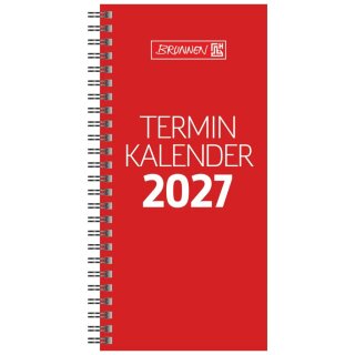 Brunnen Vormerkbuch Mod. 780, 10×20,7 cm, Karton, rot - Terminkalender 2027