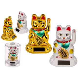 Winkekatze, mit Solarzelle, ca. 8 cm, aus Kunststoff 1 Stück - zufällige Auswahl