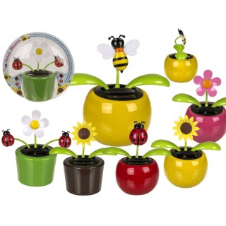 Wackelfigur Blume oder Insekt mit Solarzelle, 11 cm - 1 Stück  zufällige Auswahl